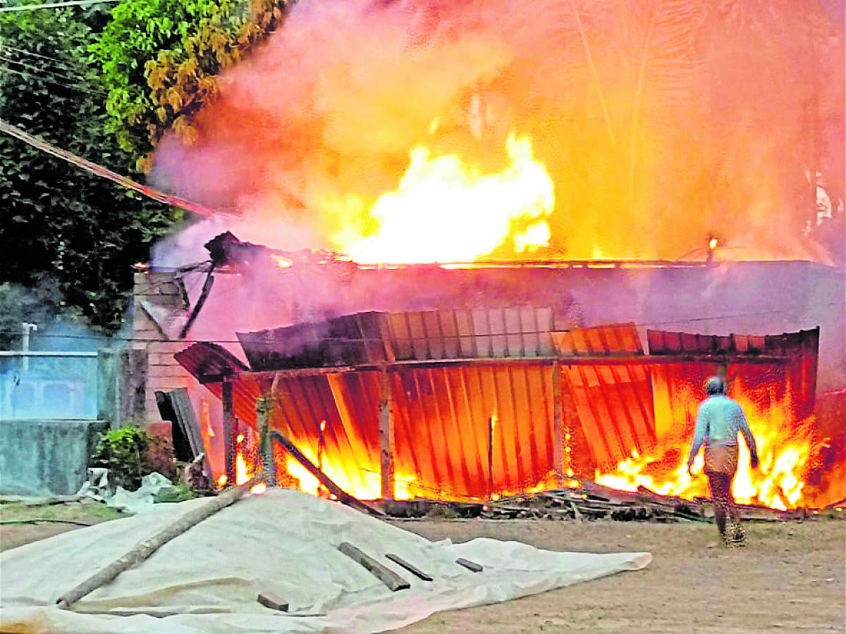 Arecanuts, coconuts gutted in fire