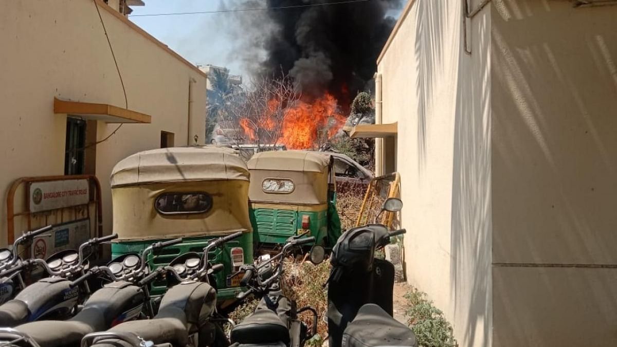 14 vehicles gutted in separate accidents in Bengaluru