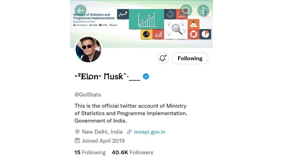 Twitter handle of Ministry of Statistics hacked, renamed after Elon Musk