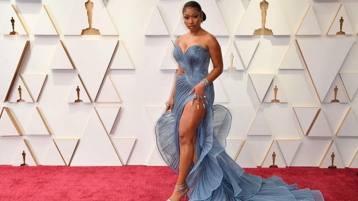 US rapper Megan Thee Stallion wears Gaurav Gupta Couture to the Oscars