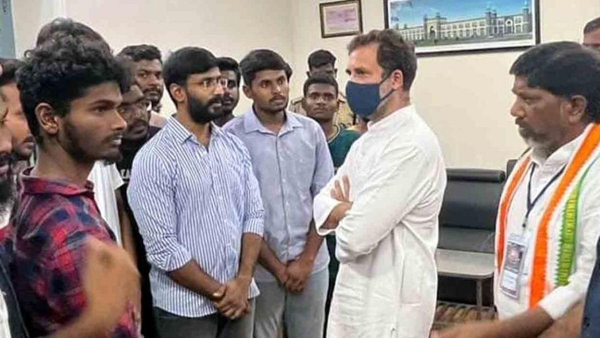 Rahul Gandhi meets NSUI leaders in Hyderabad jail