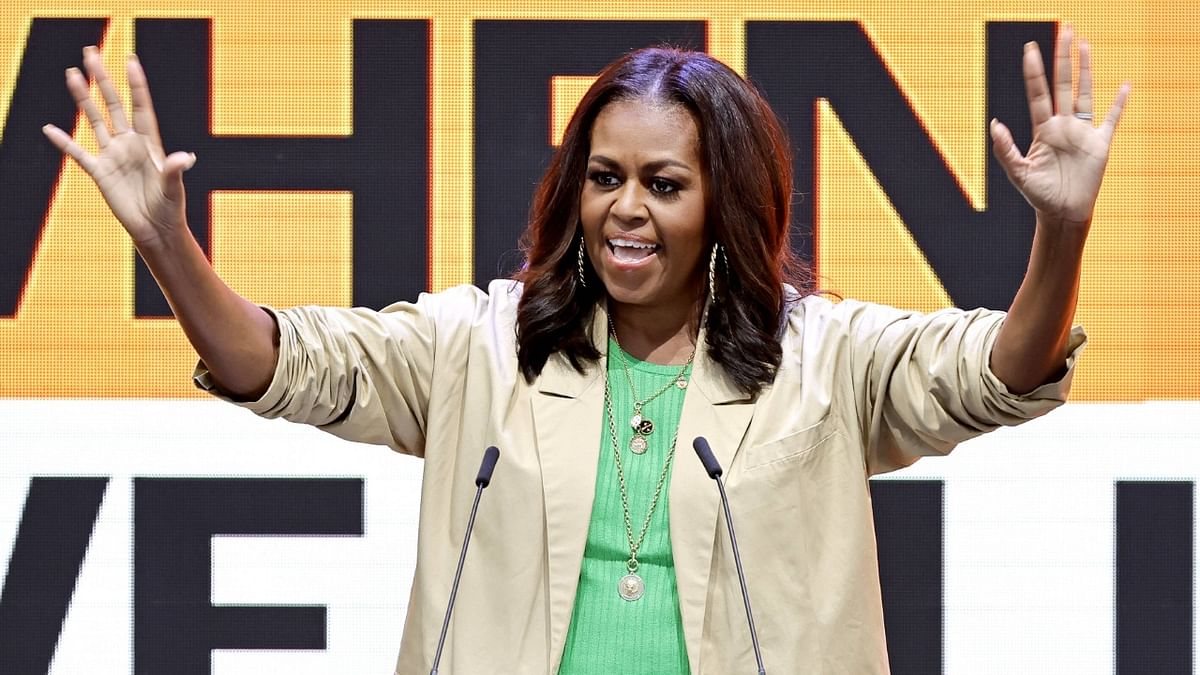 Michelle Obama urges voters to stay engaged in anxious times