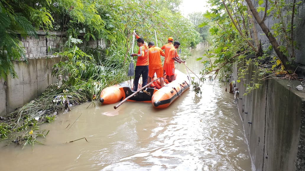 Rescue teams search for man who fell into drain in Friday's downpour in Bengaluru