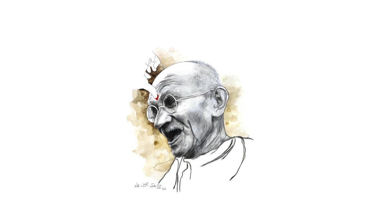Mahatma Gandhi Drawing Sanjhi Art