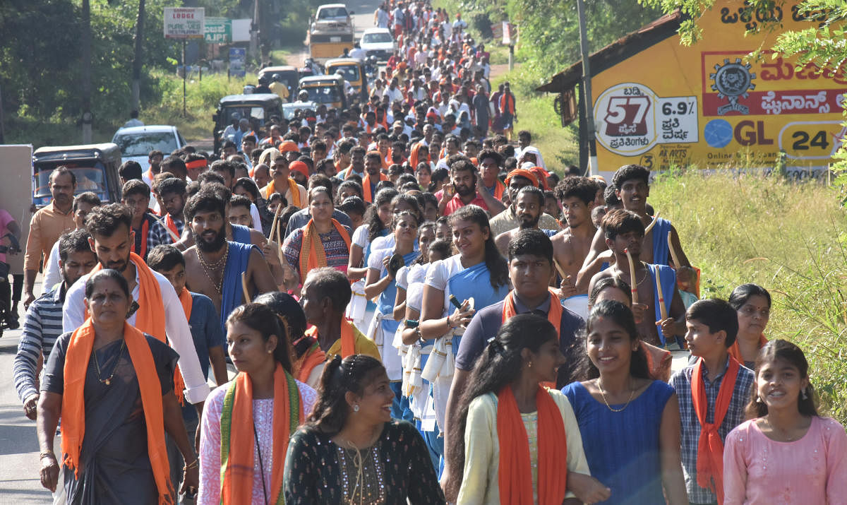 Devotees take padayatra against shortening of Yakshagana shows