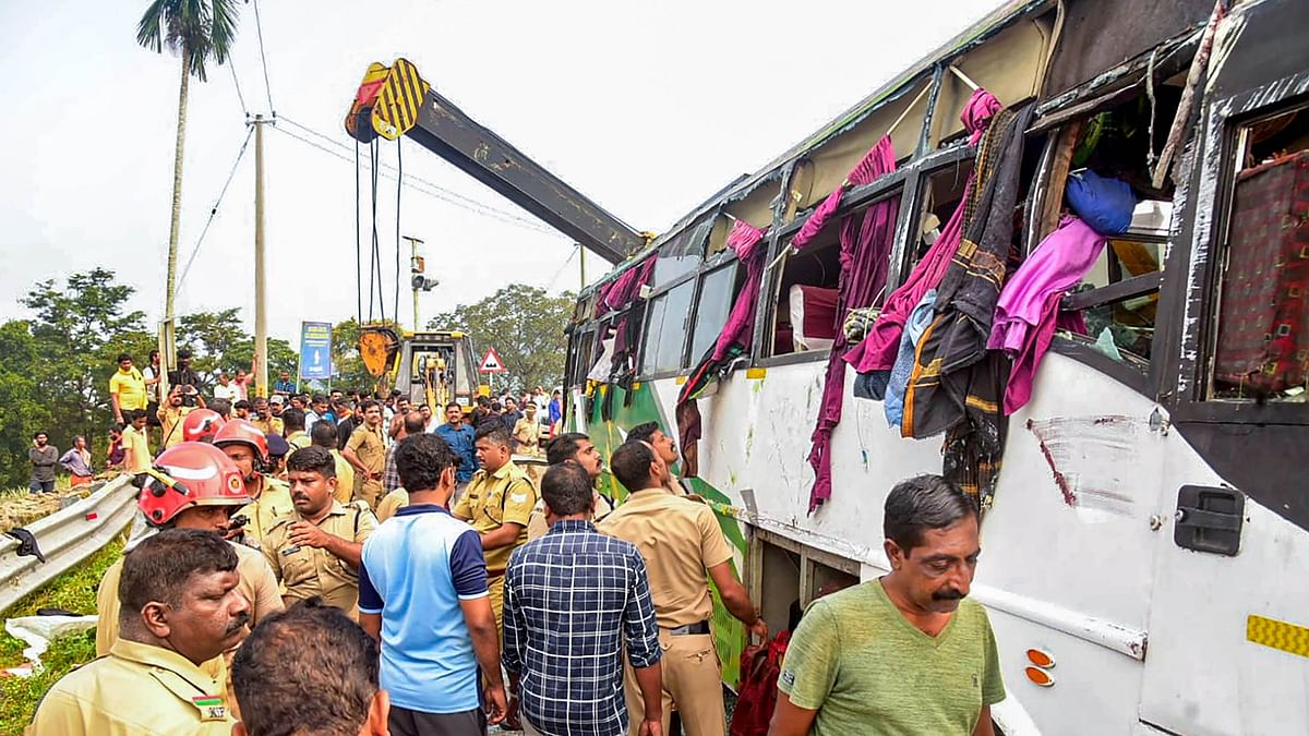 Bus carrying Sabarimala pilgrims from Andhra Pradesh overturns; 43 injured