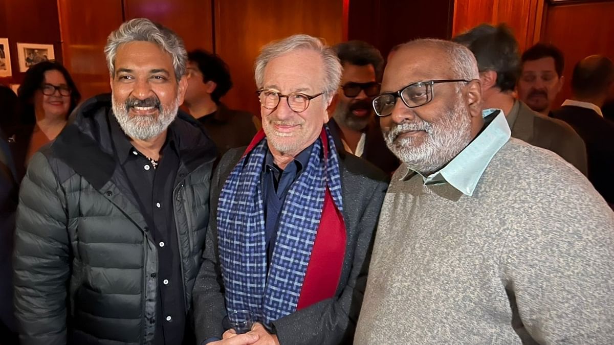 SS Rajamouli overjoyed as he meets 'god' Steven Spielberg