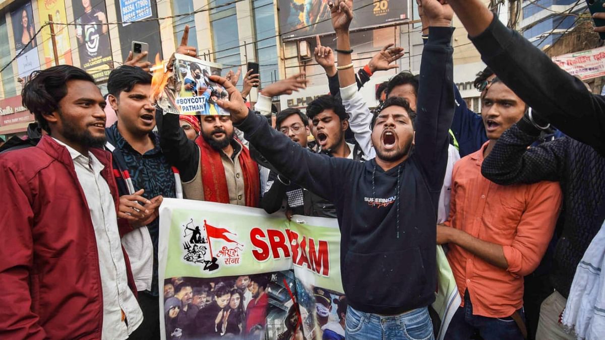 Members of VHP tear 'Pathaan' posters at Surat movie hall, 5 arrested for rioting