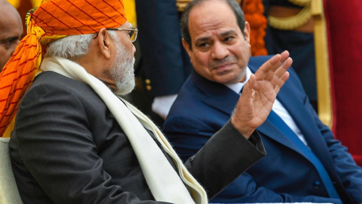Prime Minister Narendra Modi with chief guest Egyptian President Abdel Fattah El-Sisi. 