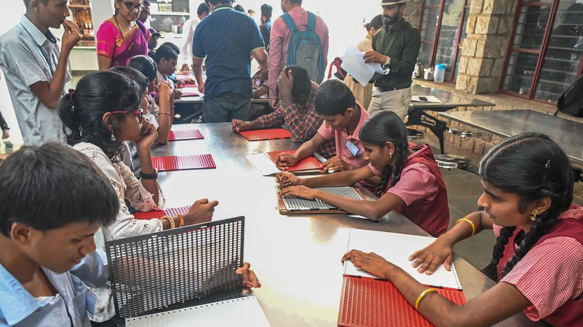 Students participate in Braille reading, writing competition in Bengaluru