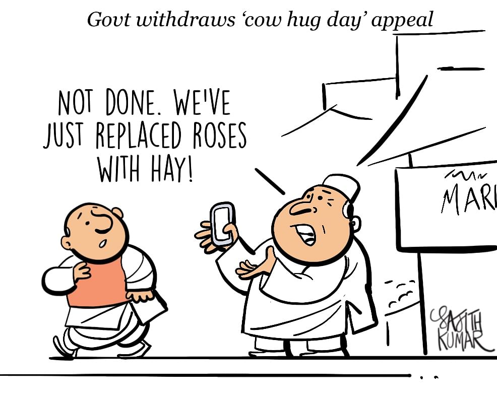 DH Toon: Hay! No cow hugs on Valentine's Day? 