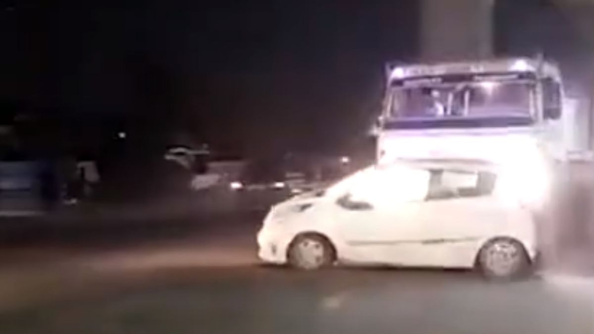 Drunk container driver drags car for 3 km in UP, passengers escape