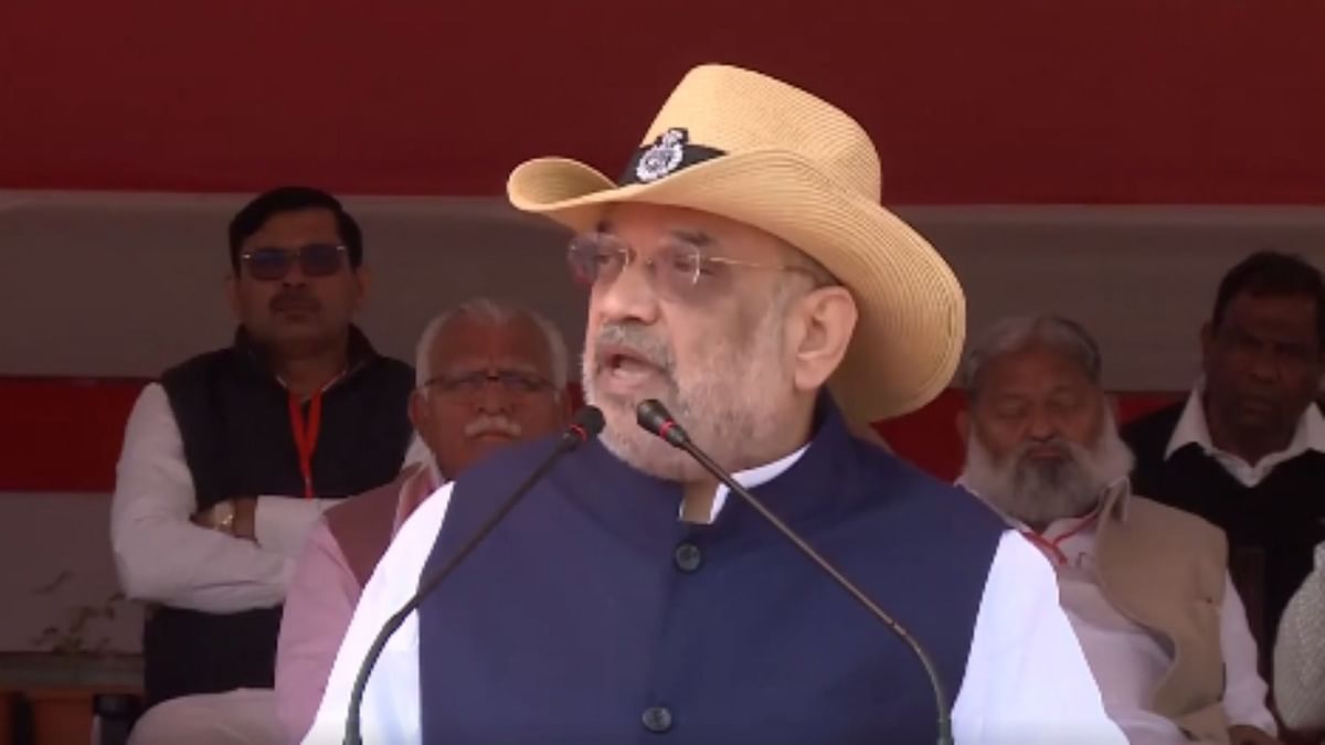 Home Minister Amit Shah presents President's Colour to Haryana Police in Karnal