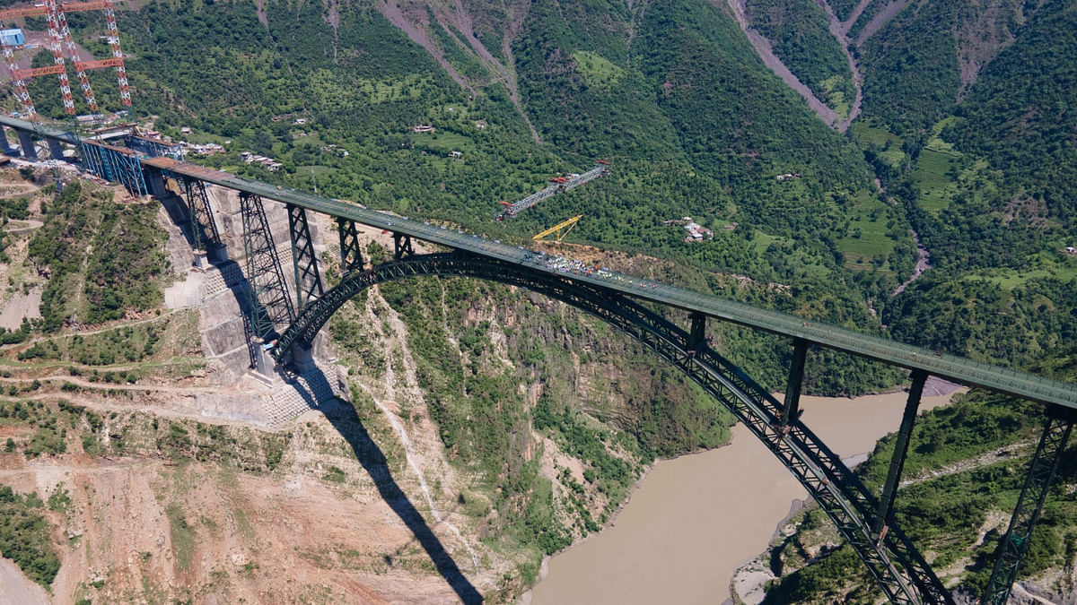 Track laying work starts on world’s highest railway bridge in J&K