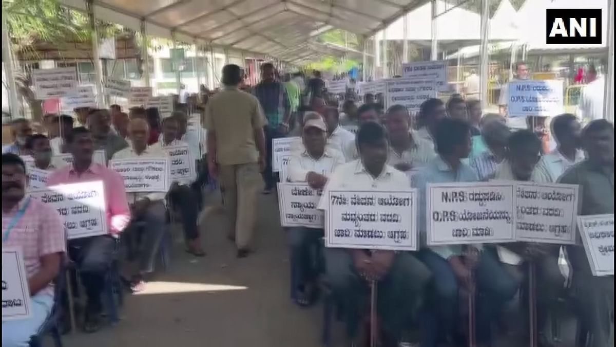 Karnataka government employees protest demanding higher salaries, old pension scheme