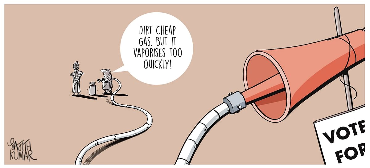 DH Toon | Amid LPG price hike, parties offer another 'dirt cheap gas'