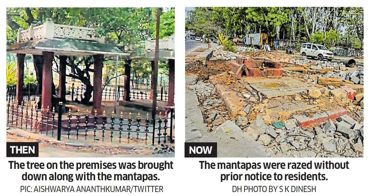 Heritage mantapas torn down in Basavanagudi