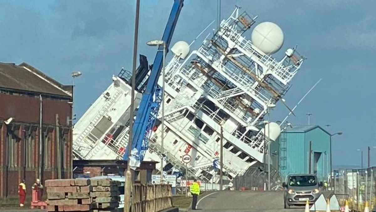 Multiple injuries after ship topples in dry dock in Scotland