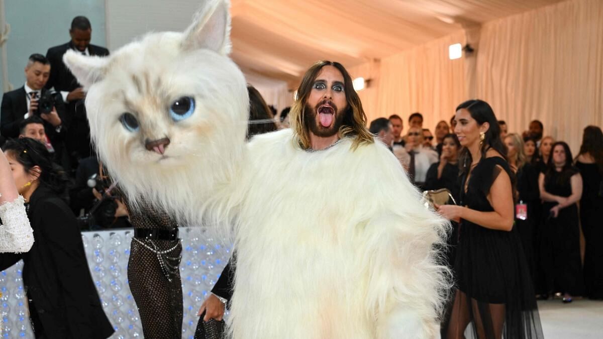 Jared Leto wears giant 'Choupette' costume to Met Gala