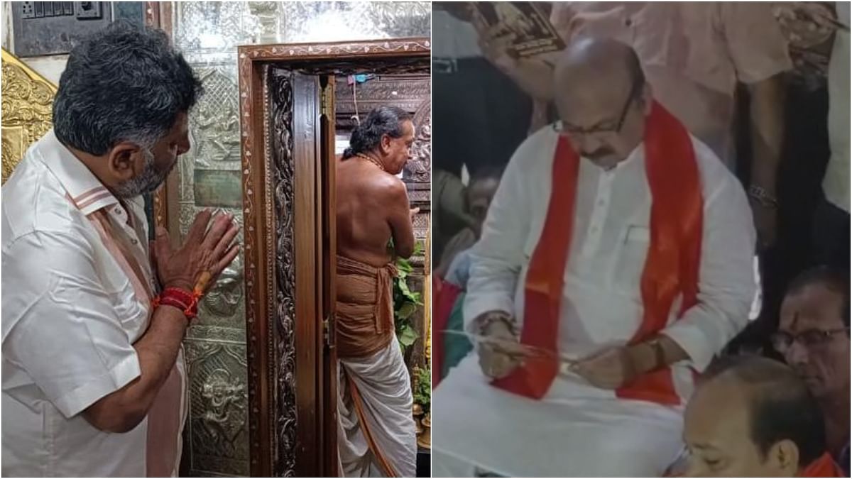 Bommai, D K Shivakumar visit Anjaneya temples on Karnataka poll eve