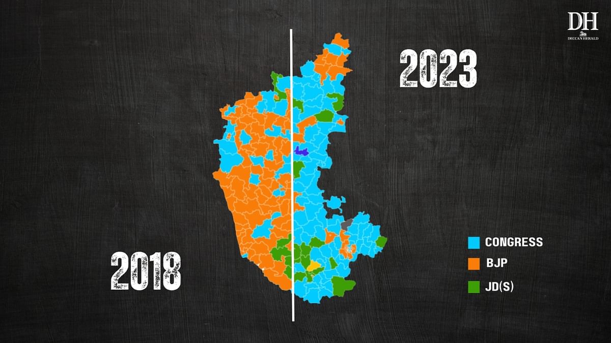 Congress wrests Karnataka from BJP: K'taka's map before and after elections