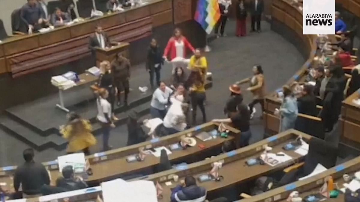 Bolivian lawmakers clash on floor of parliament