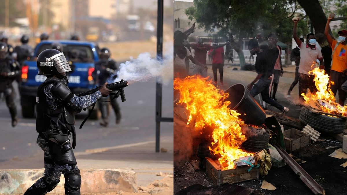 Police fire tear gas and protesters burn vehicles near home of Senegal's main opposition leader