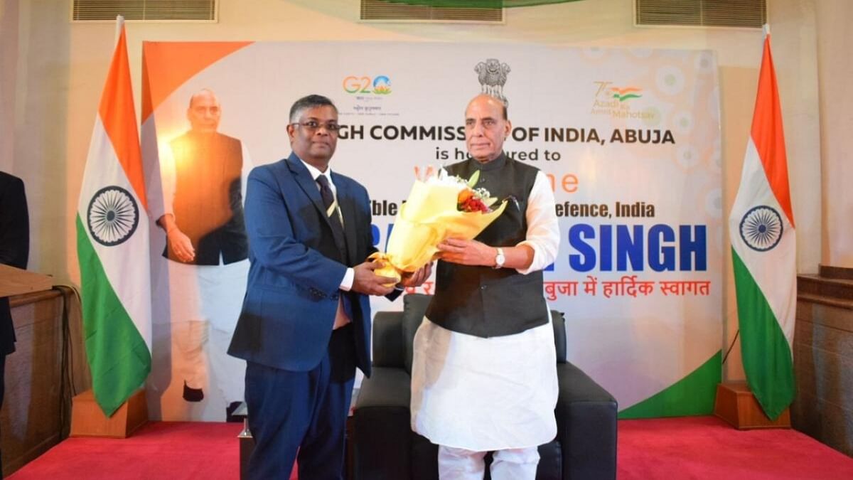 Defence Minister Rajnath Singh interacts with Indian diaspora in Nigeria