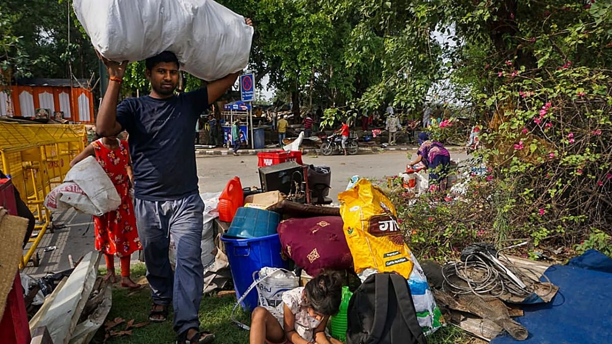 Authorities demolish shanties near Delhi's Pragati Maidan