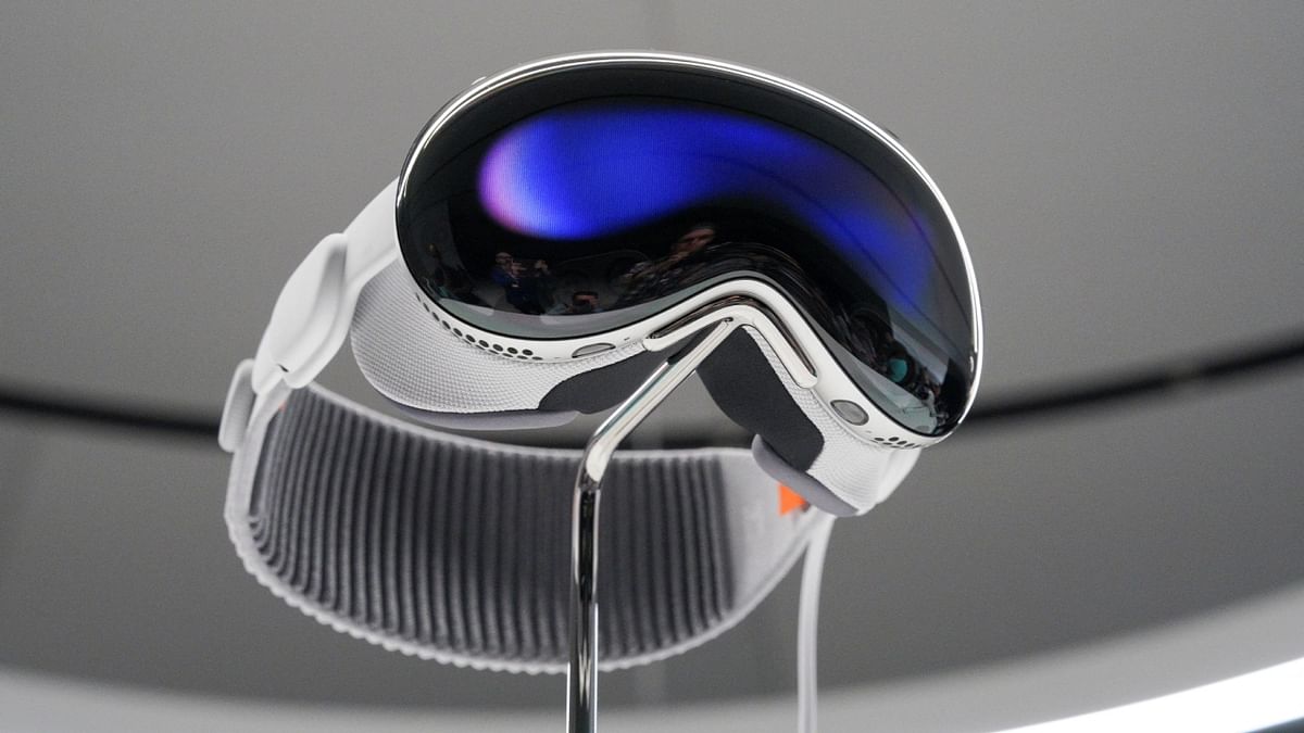 File Photo: Apple's Vision Pro headset is on display at Apple's annual Worldwide Developers Conference at the company's headquarters in Cupertino, California, US.