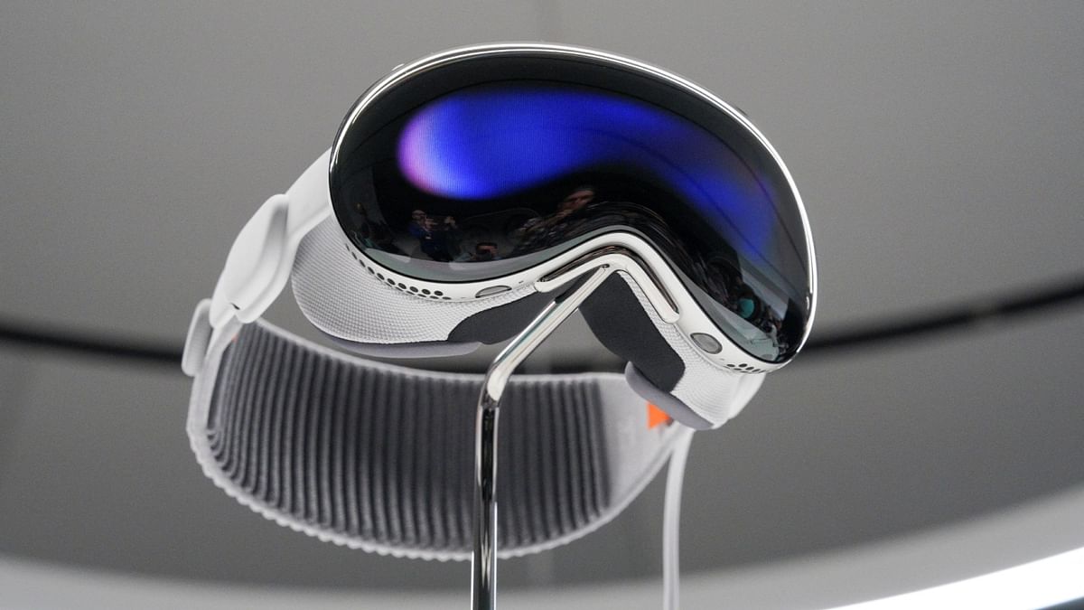 File Photo: Apple's Vision Pro headset is on display at Apple's annual Worldwide Developers Conference at the company's headquarters in Cupertino, California, US June 5, 2023. 