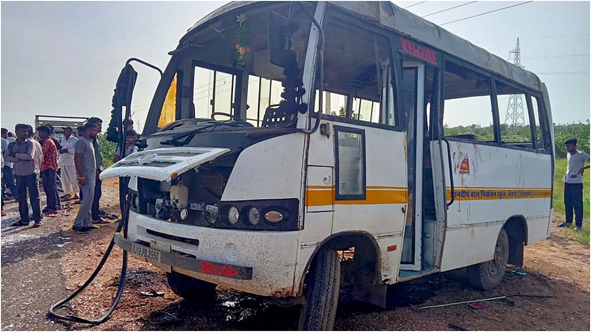 School bus overturns in Jaisalmer, 30 children injured, staffer dead