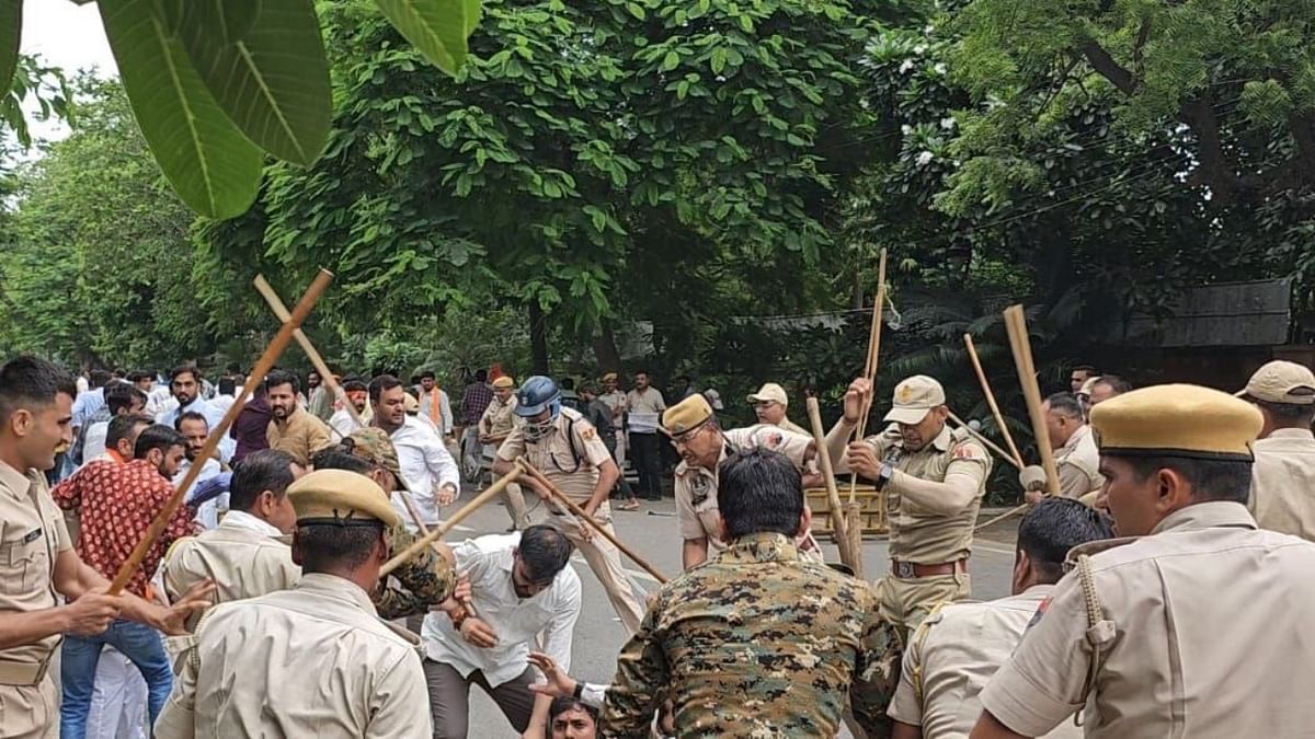 Rajasthan police lathi-charge BJYM members protesting Bhilwara incident