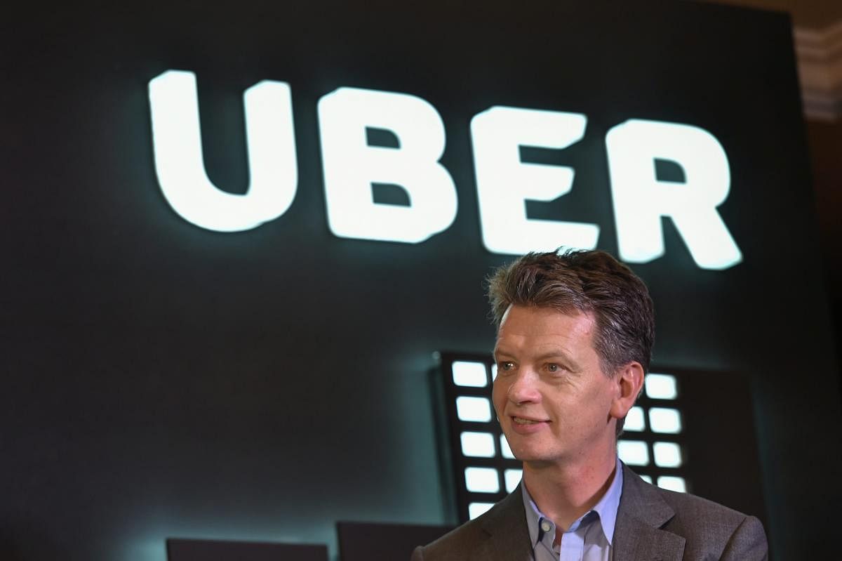 UBER Chief Operating Officer Barney Harford during the launch of the Boston Consulting Group’s study “’Unlocking Cities: The Impact of Ridesharing Across India” in New Delhi, on Wednesday. PTI