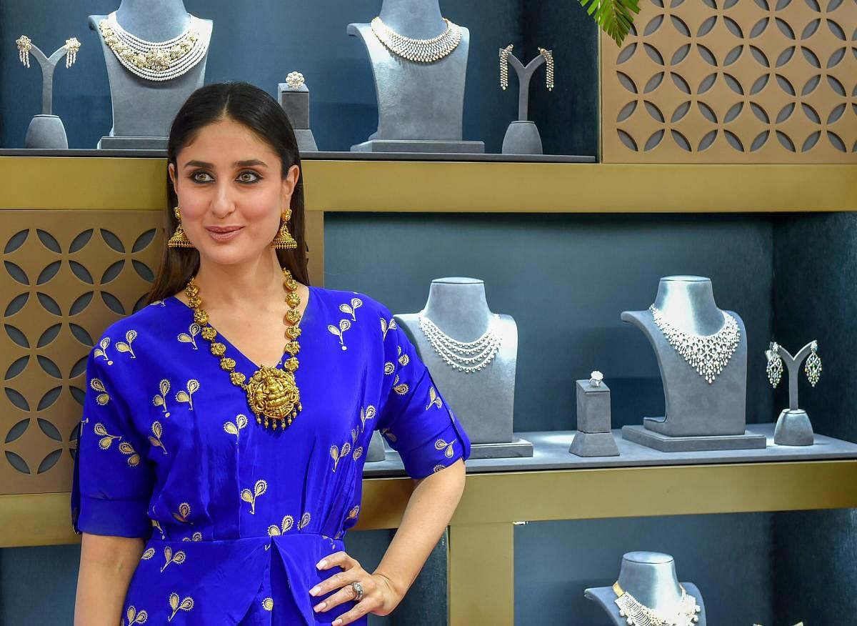 Bollywood actor Kareena Kapoor Khan poses after unveiling new collection of Jewellery in Gold, Diamonds and Platinum at a showroom in New Delhi on Friday. PTI Photo