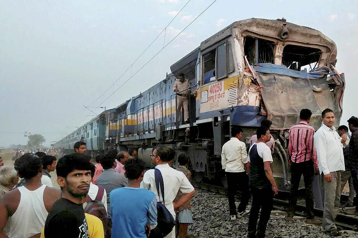 Chirmiri Express collided with a truck in Rewa district of Madhya Pradesh on Sunday. Two pilots and a truck driver of the train were injured in the accident. PTI