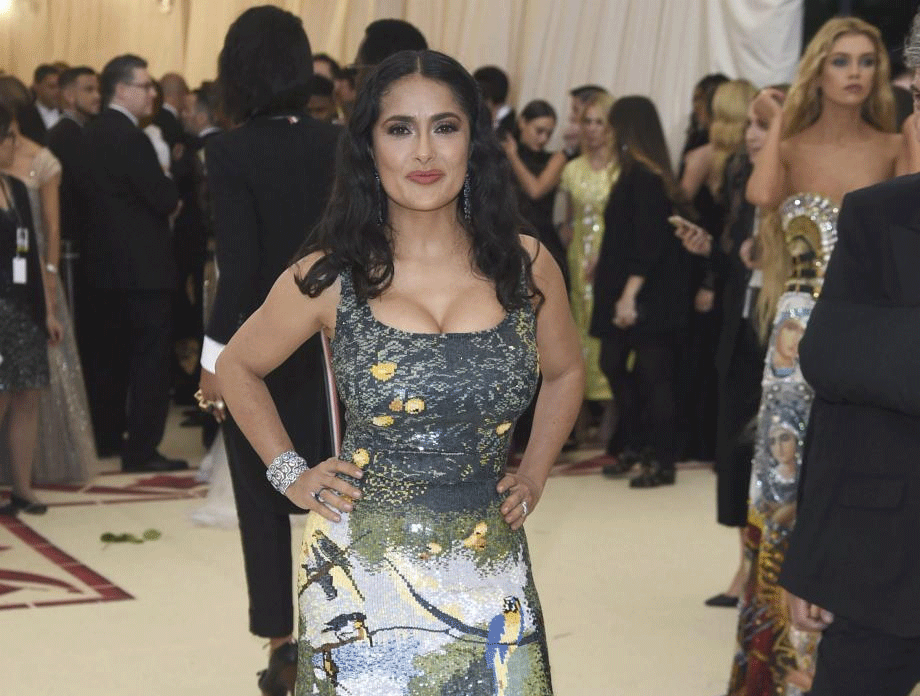 Salma Hayek attends The Metropolitan Museum of Art's Costume Institute benefit gala celebrating the opening of the Heavenly Bodies: Fashion and the Catholic Imagination exhibition on Monday, May 7, 2018, in New York. AP/PTI photo
