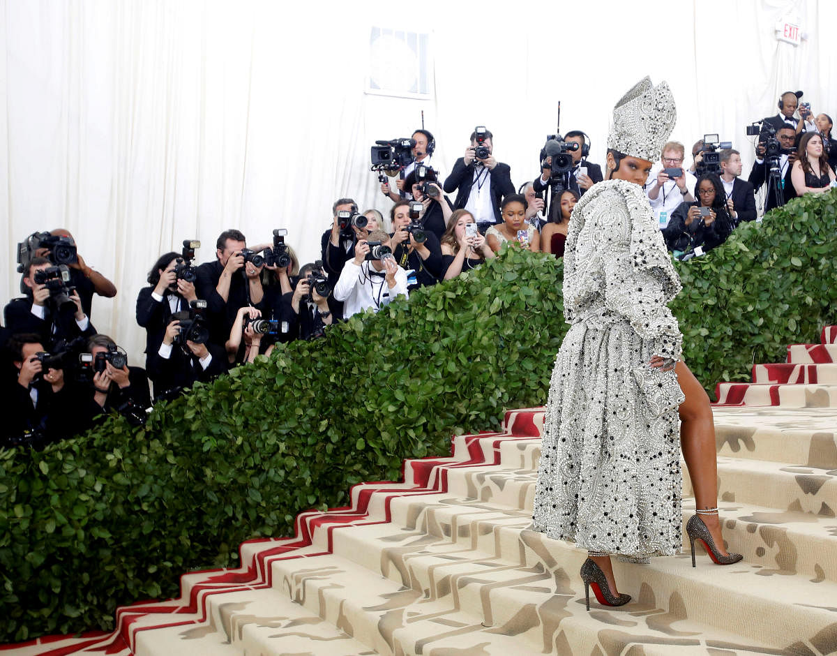 Singer Rihanna arrives at the Metropolitan Museum of Art Costume Institute Gala (Met Gala) to celebrate the opening of “Heavenly Bodies: Fashion and the Catholic Imagination” in the Manhattan borough of New York, U.S., May 7, 2018. Reuters photo