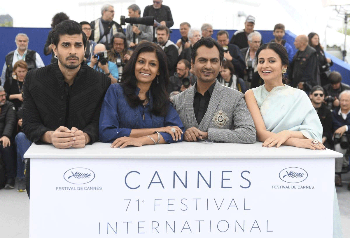 Actor Tahir Raj Bhasin, from left, director Nandita Das, actor Nawazuddin Siddiqui and Rasika Dugal pose for photographers during a photo call for the film 'Manto' at the 71st international film festival, Cannes, southern France, Monday, May 14, 2018. AP/PTI