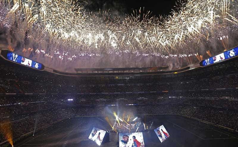 Madrid: Real Madrid supporters watch fireworks as the team celebrate after winning the Champions League final, at the Santiago Bernabeu stadium in Madrid, Spain, Sunday, May 27, 2018. AP/PTI