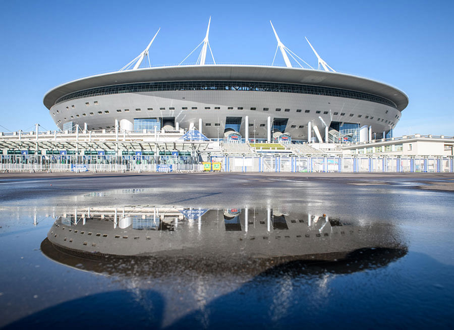 A photo shows a view of the Petersburg Arena in the city of St.Petersburg. The 67,000 seater stadium will host six   football matches of the 2018 World Cup including the semi-final and the match for third place. Source: Mladen ANTONOV / AFP