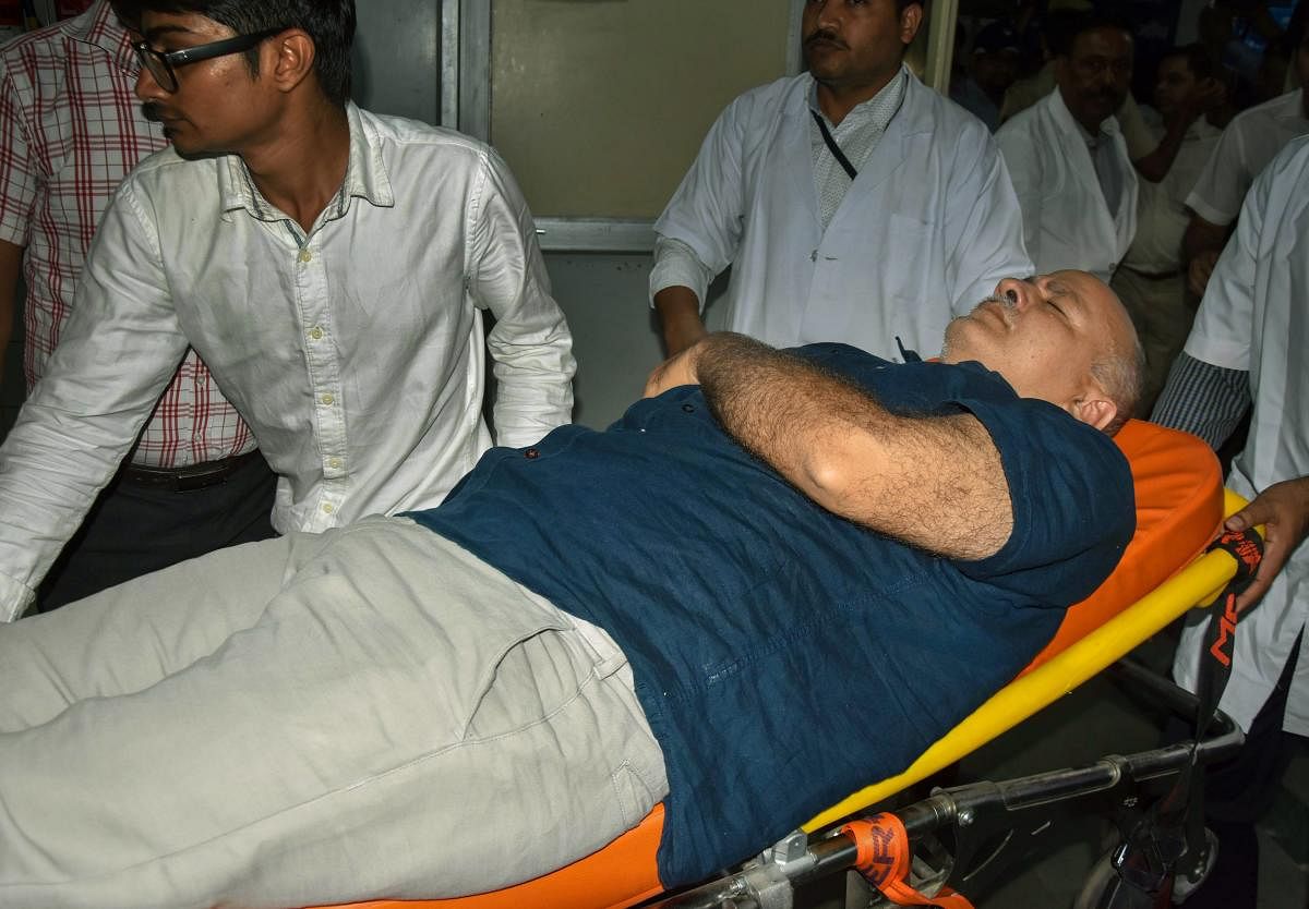 Deputy Chief Minister Manish Sisodia, who was on a hunger strike at Lt Governor's residence, being hospitalized at LNJP Hospital in New Delhi. PTI Photo