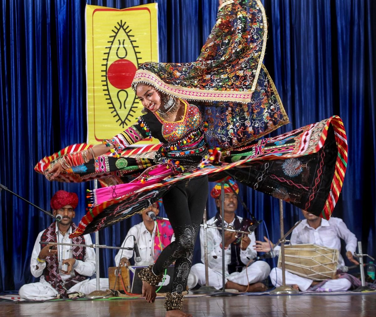 Rajasthani artists perform 'Kalbeliya' dance during an event conducted by Spic Macay, in Kozhikode on Monday, June 25, 2018. PTI
