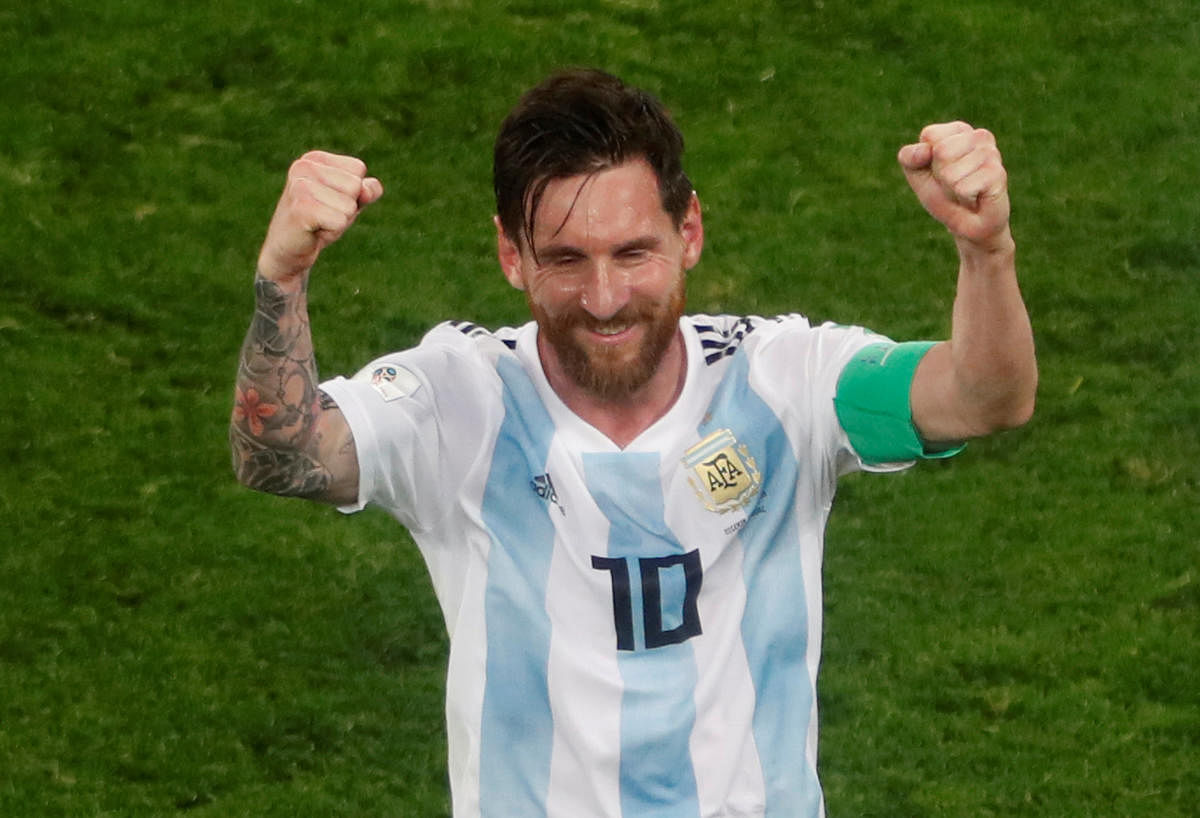 World Cup - Group D - Nigeria vs Argentina - Saint Petersburg Stadium, Saint Petersburg, Russia - June 26, 2018 Argentina's Lionel Messi celebrates after the match. Reuters