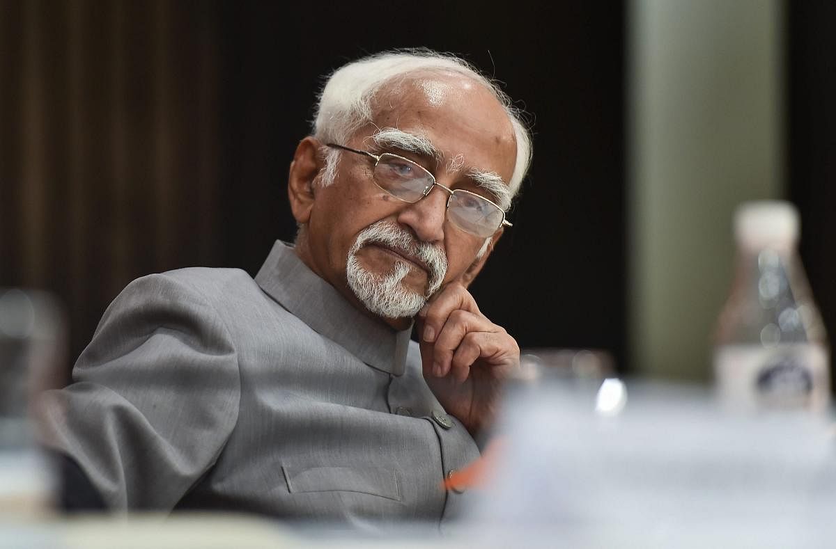 Former vice president Hamid Ansari during the release of his book titled 'Dare I Question?', in New Delhi on Tuesday, July 17, 2018. (PTI Photo/Kamal Singh)