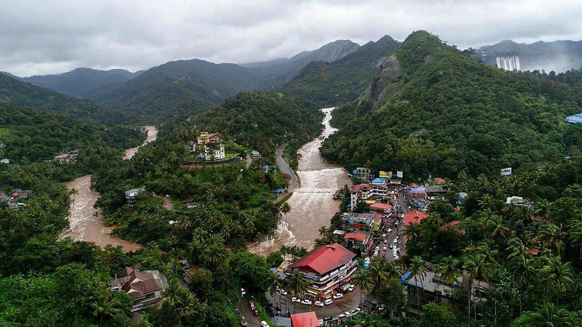An aerial view of the flood-hit areas of the state of Kerala on Saturday, Aug 11, 2018. (@CMOKerala Photo via PTI)