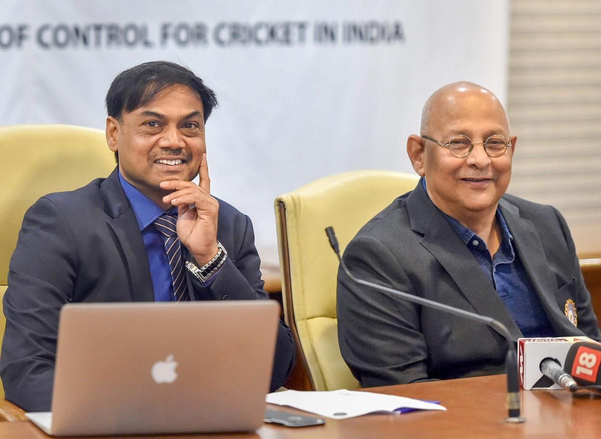 BCCI Chief Selector MSK Prasad (L) and BCCI acting secretary Amitabh Chaudhary at a press conference following the BCCI selection Committee meeting for Asia Cup, in Mumbai on Saturday, Sept 1, 2018. (PTI Photo/Mitesh Bhuvad)
