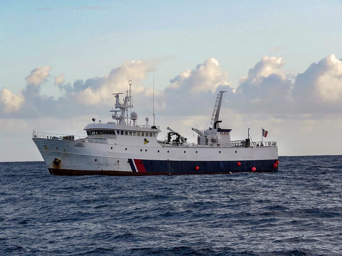 Kochi: In this handout photo, is seen French shipping vessel, Osiris, which rescued Commander Abhilash Tomy of the Indian Navy, stranded in the south Indian Ocean, in Kochi, Monday, Sept 24, 2018. (PTI Photo)
