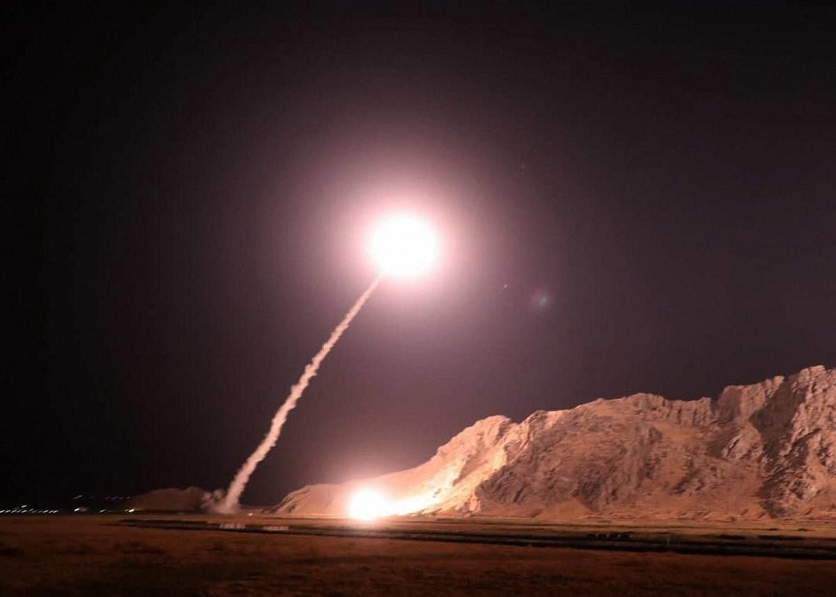 In this photo released on Monday, Oct. 1, 2018, by the Iranian Revolutionary Guard, a missile is fired from city of Kermanshah in western Iran targeting the Islamic State group in Syria. (AP/PTI Photo)