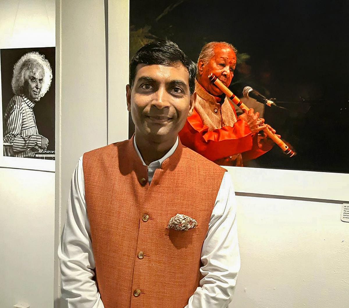 Diplomat-cum-photographer Prashant Agrawal at his photography exhibition paying tribute to Indian classical music artistes, in New Delhi. PTI